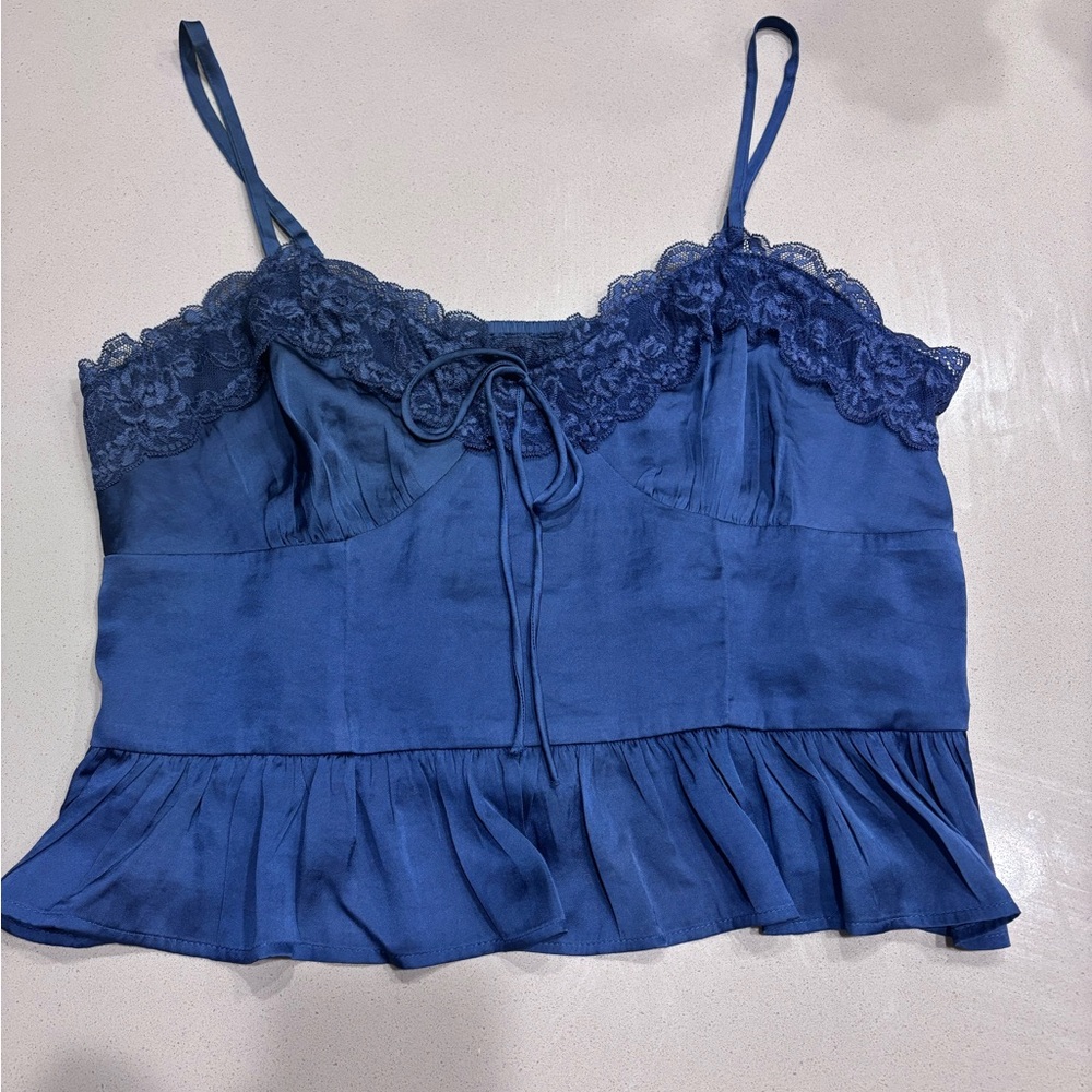 AE satin peplum top size medium